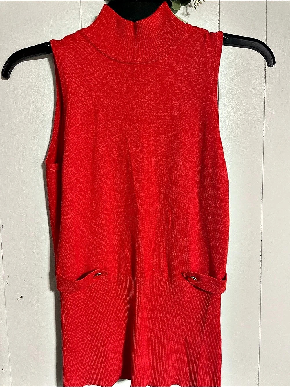 Cache Red Ribbed Mini Dress Size Small